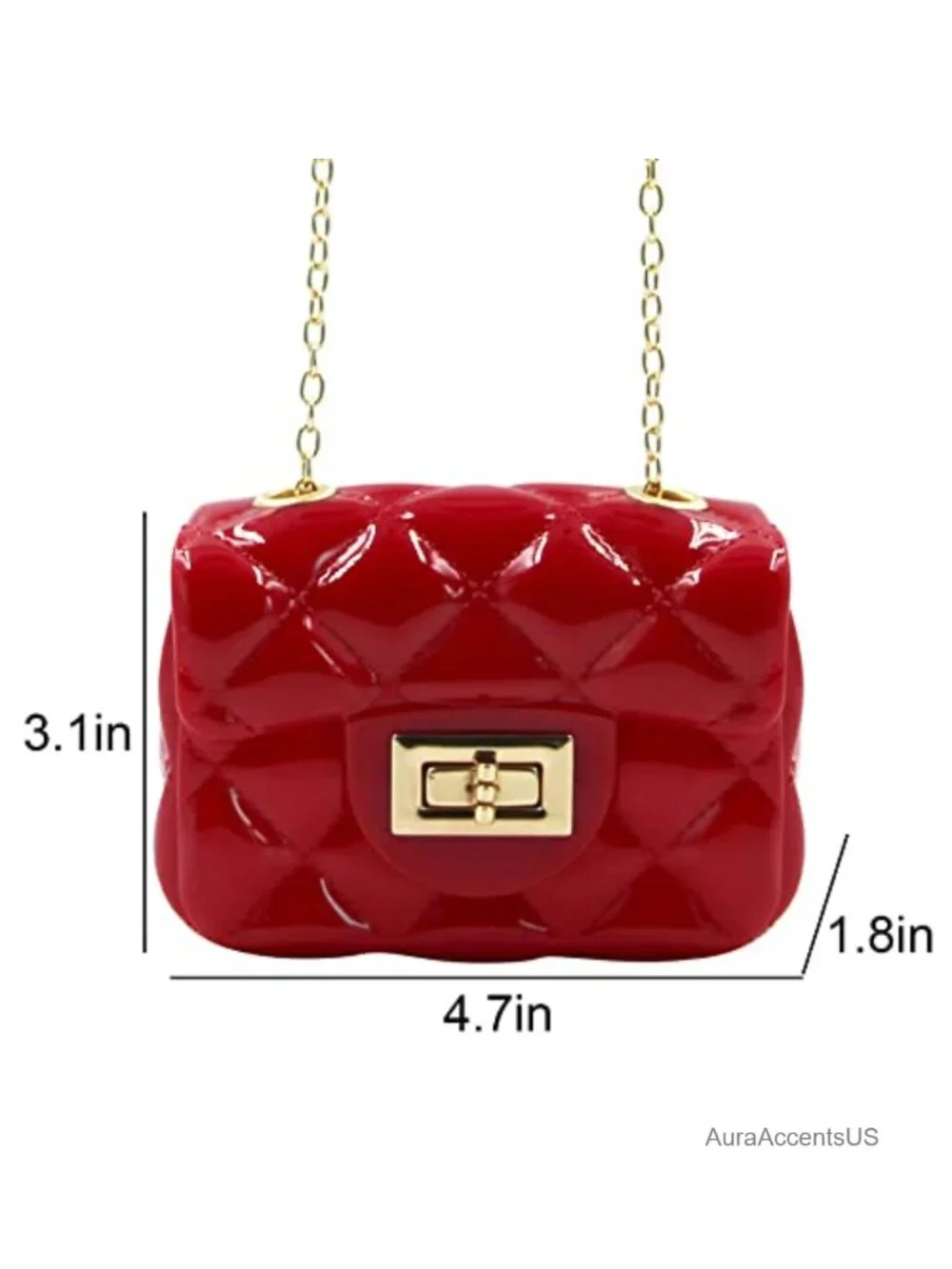 Mini PVC Satchel Crossbody Bag with Chain Strap